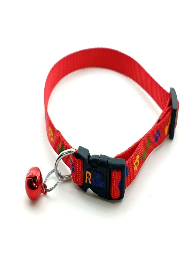Pups&Pets Printed Nylon Collar Leash Set Adjustable 15 MM, Ideal for All Breed Small Dog & Puppies - (Red, Pattern 04) - Image 3